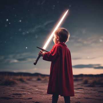 Un niño con una espada