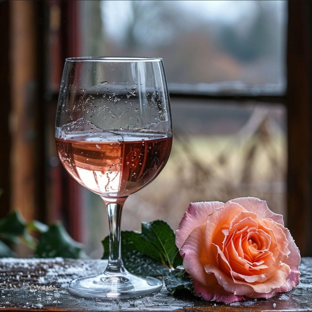 La rose de thé scintille comme du vin,