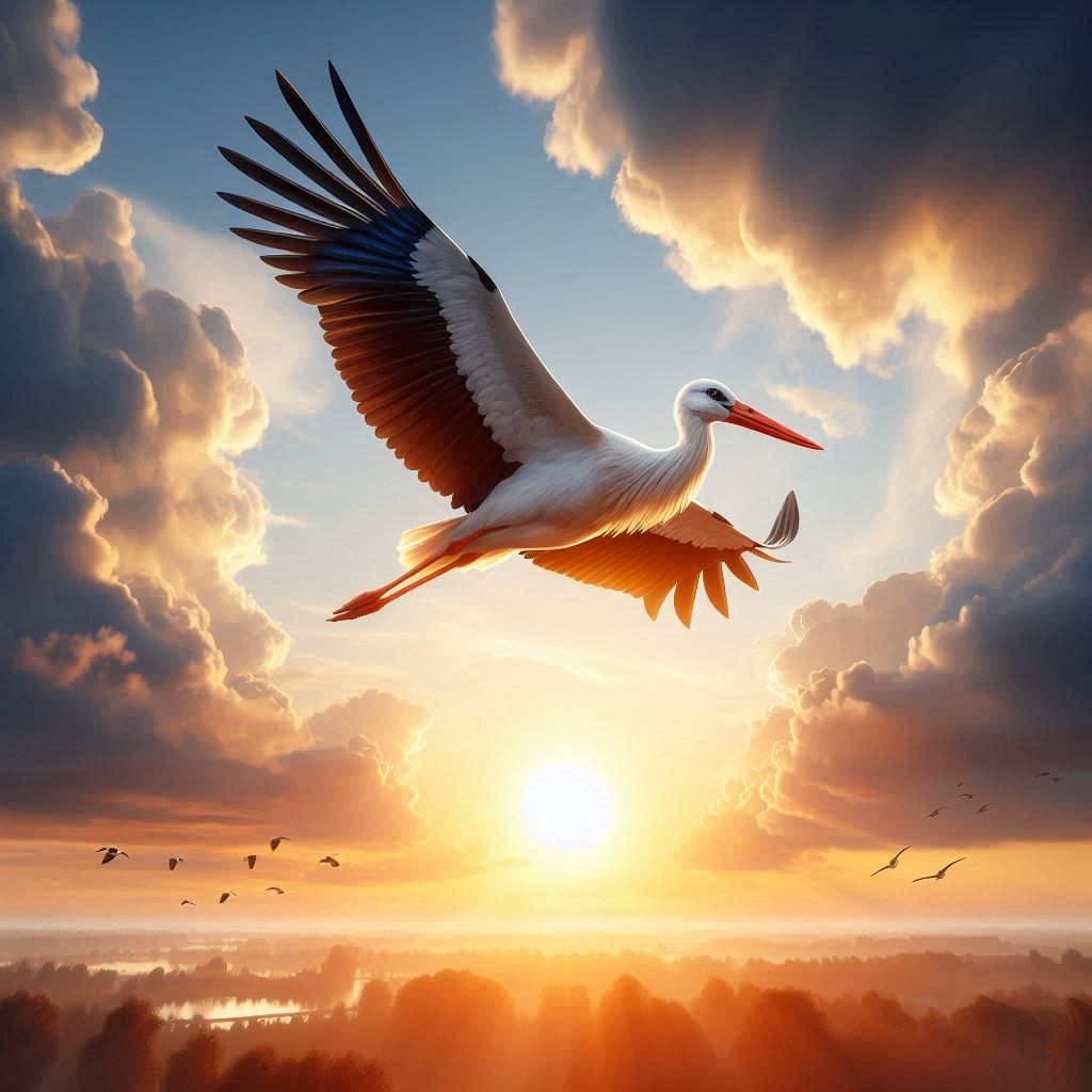 Der Klapper-Storch:  Hoch am Himmel, weit und frei,