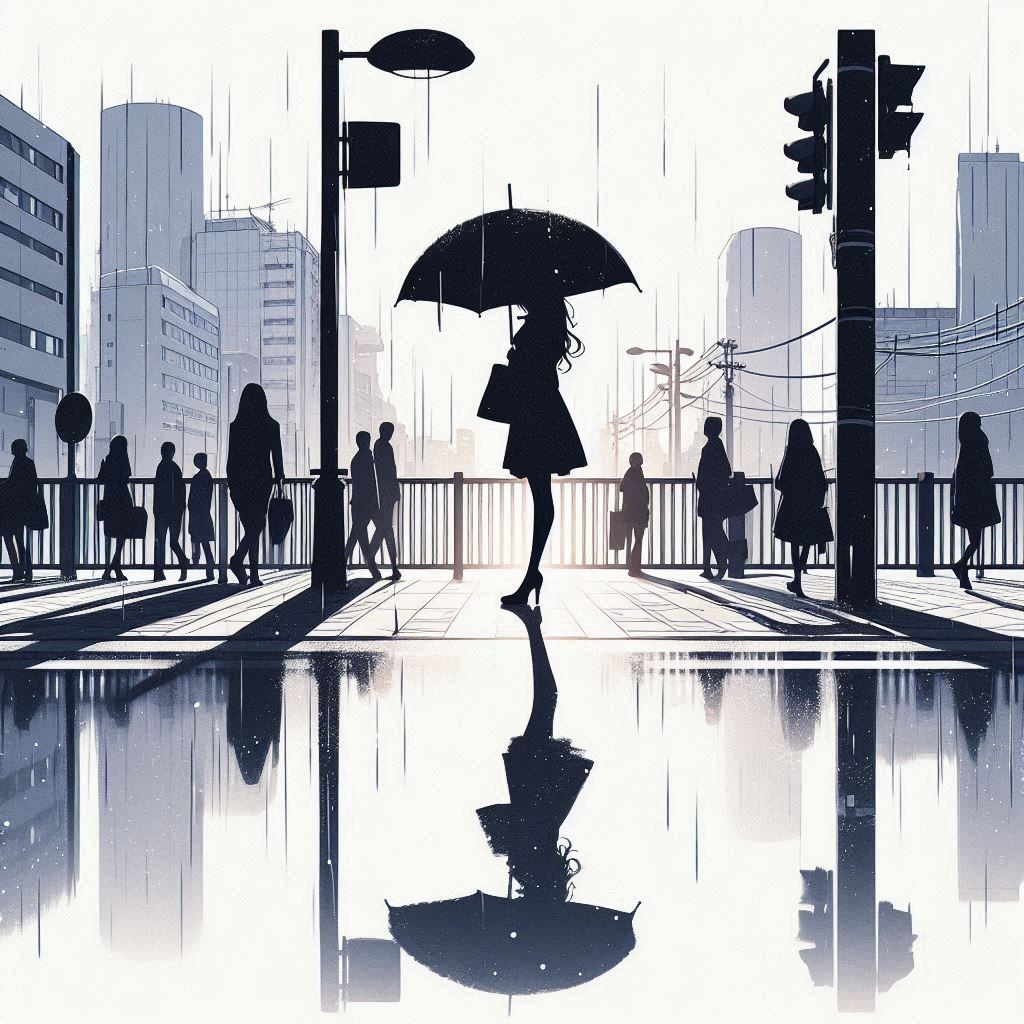 灰色の雨