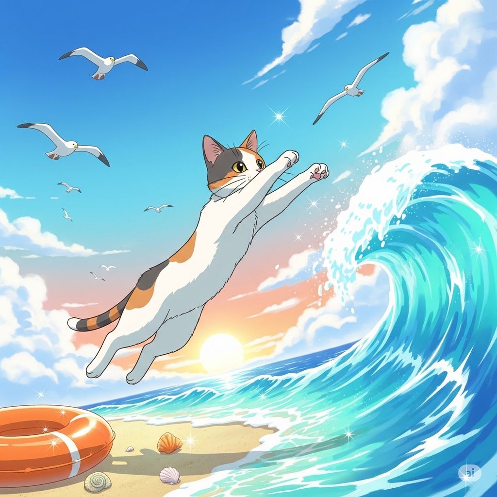 にゃみっけ!ミケの海日和