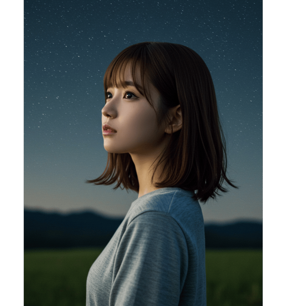 昨日の夜、静かに考えてた"Last night, I was thinking quietly"