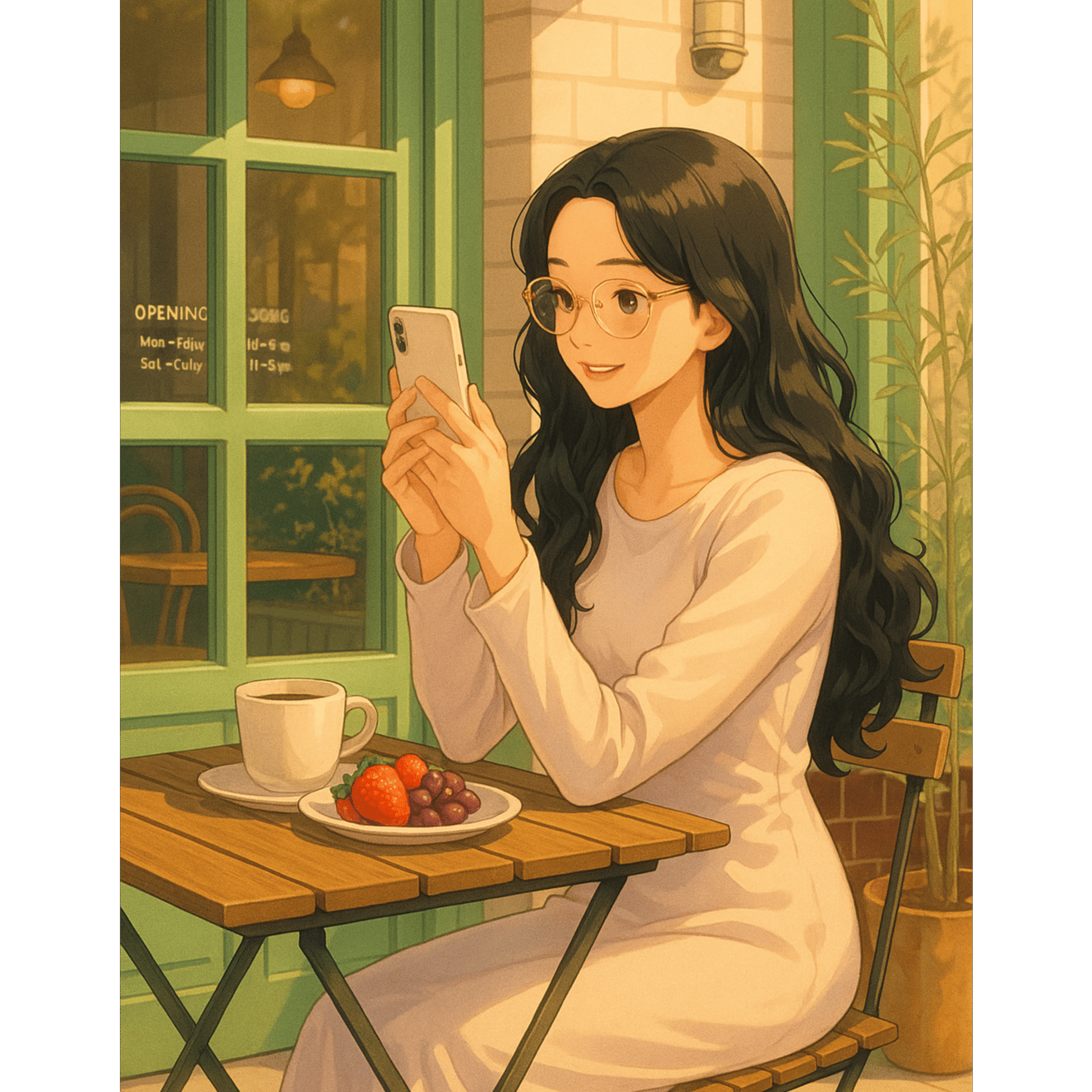과일, 커피 그리고 냅킨