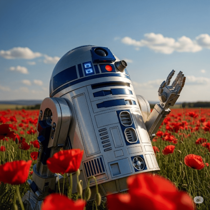 R2D2 in a poppy field #Flowers