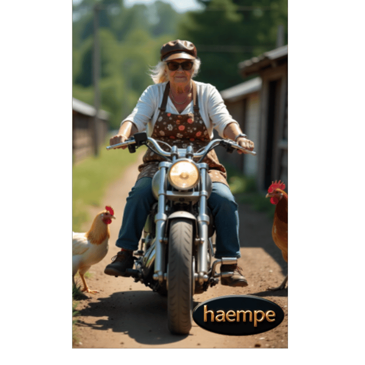 Meine Oma fährt im Hühnerstall Motorrad