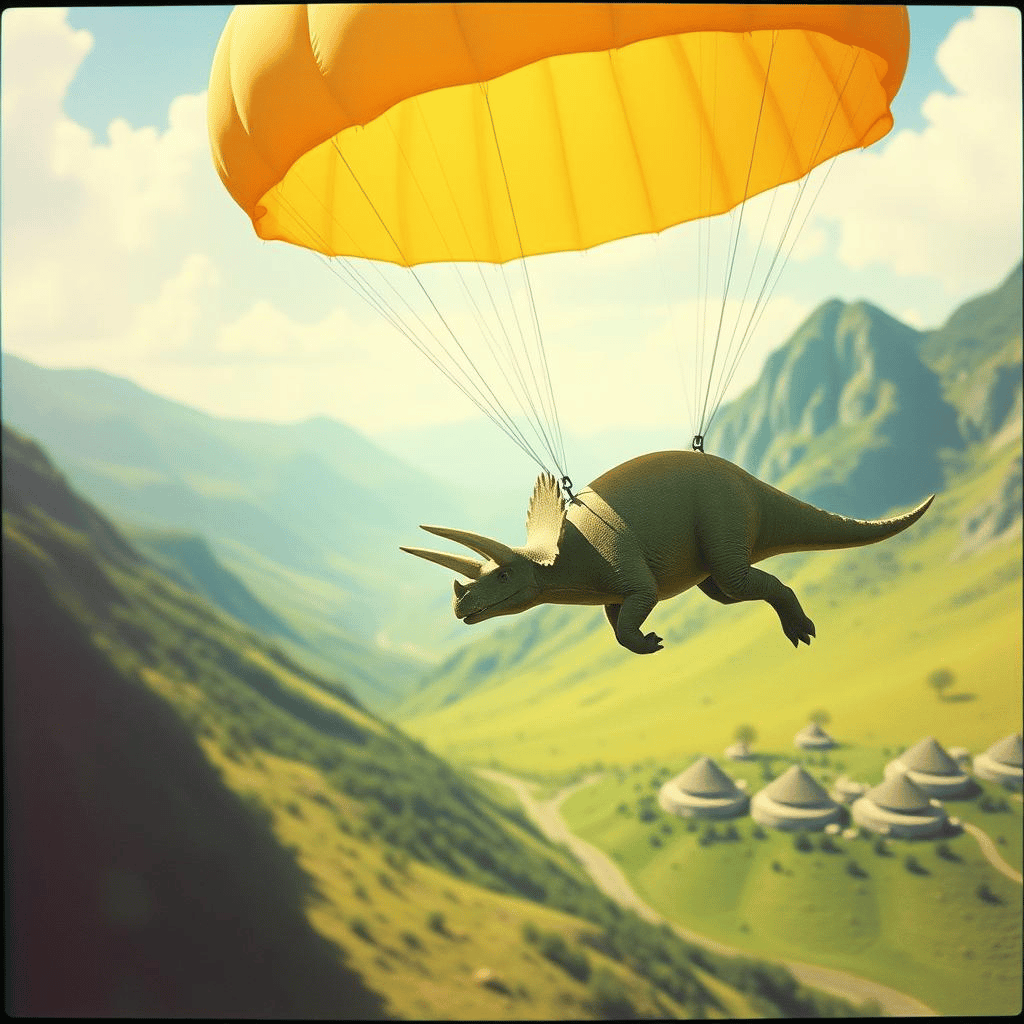 Triceratops' Parachuting Party