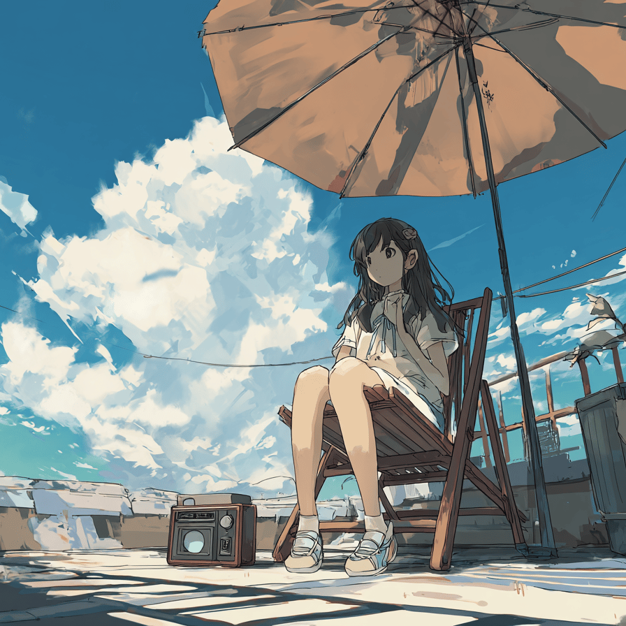 風の段ボール☀パラソル ✦ 午後の影