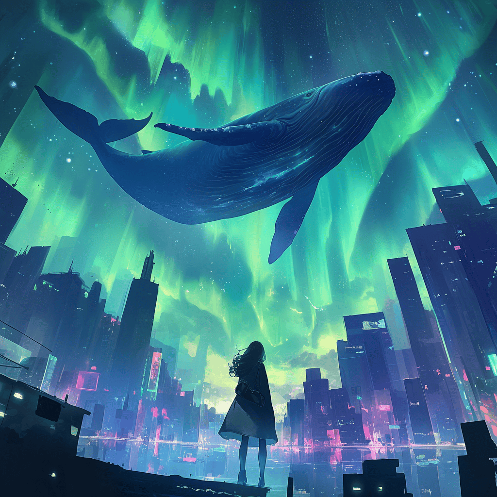 オーロラを泳ぐクジラ（Aurora-swimming whale）