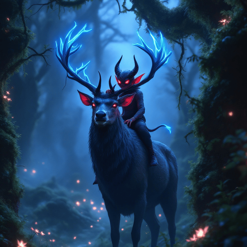 The Devil Rides A Deer At Dawn (Variation) - by GVG.Creations