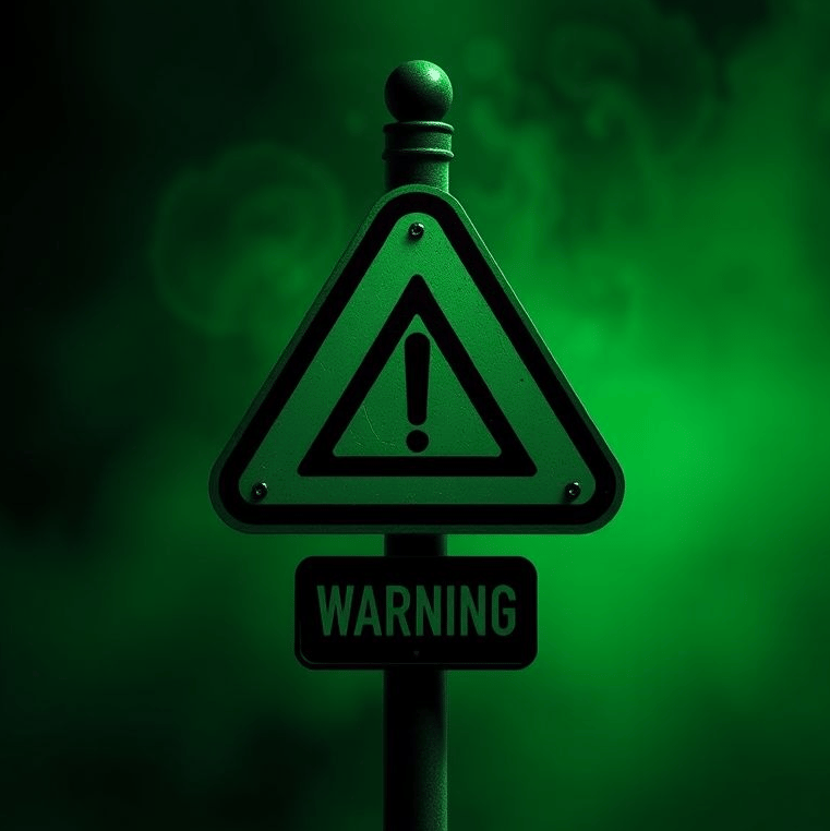 Musical Dark Green Warning Sign(Yerravou and Dvaysey)