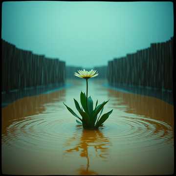 Nenúfar en la tormenta