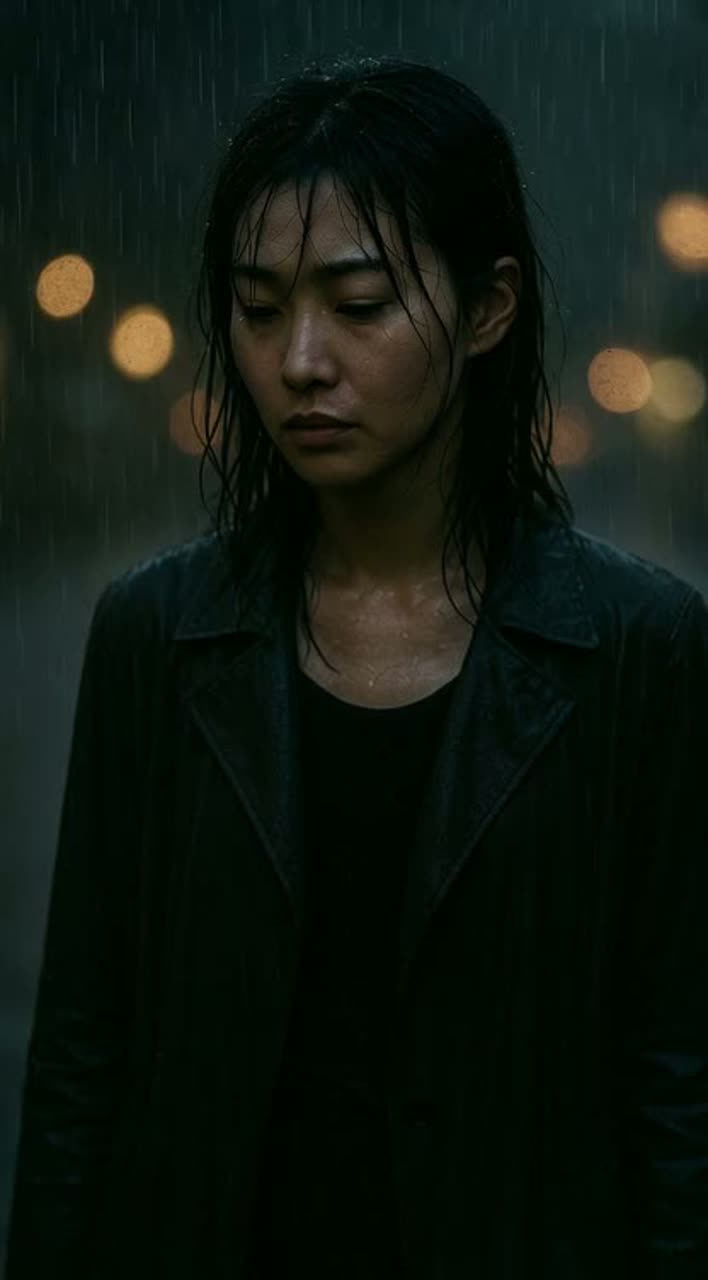 土砂降りの雨の中で