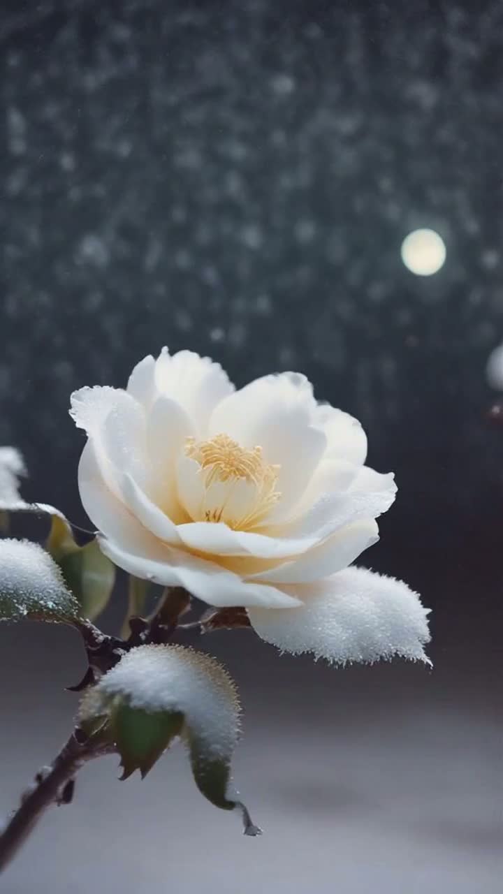 雪に咲く椿