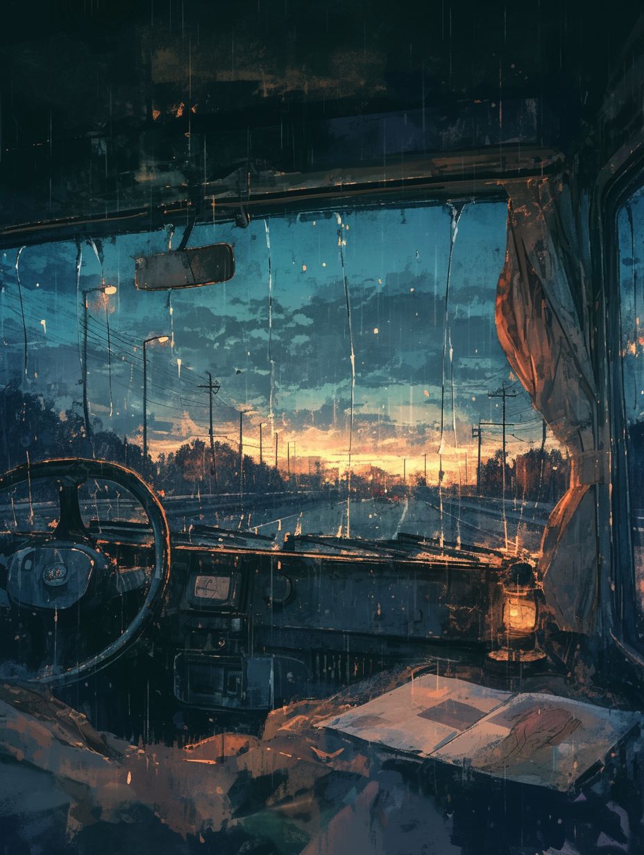 車窓に溶けた街