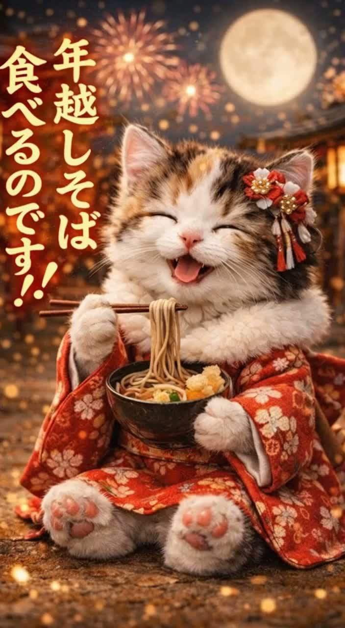 年越しそばを食べるのです🐾 #裏紅白