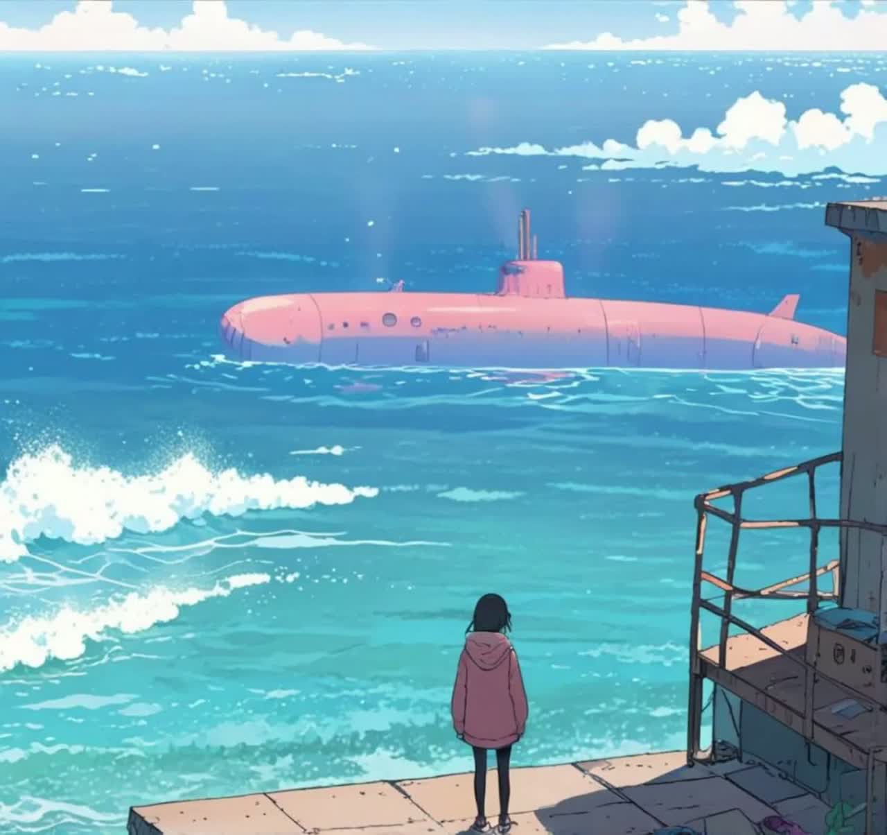潜水艦は浮かんだまま
