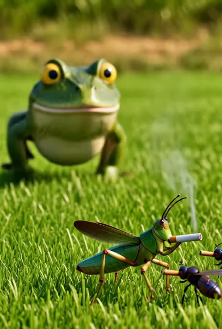 Кузнечик и лягушка🐸