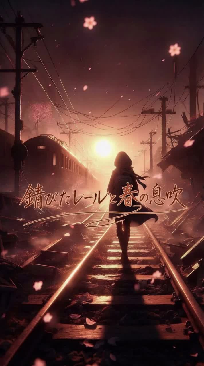 錆びたレールと春の息吹