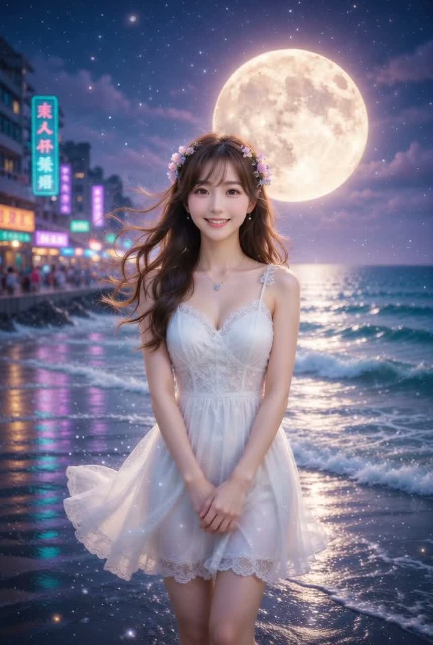 霓虹海邊夜跑