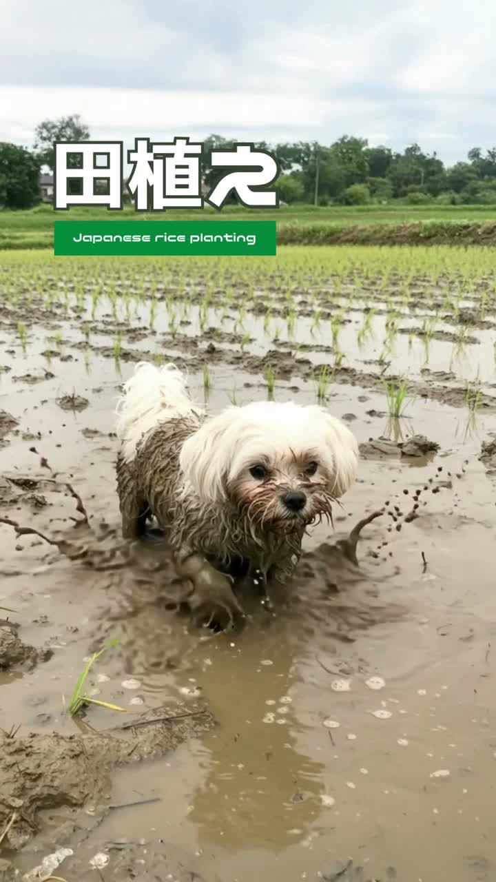 Muddy doggie 田植え