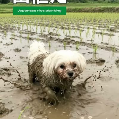 Muddy doggie 田植え