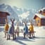 Skihasen turteln im Schnee